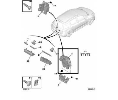 PEUGEOT 207 SW ARKA BAGAJ KİLİT ORJİNAL