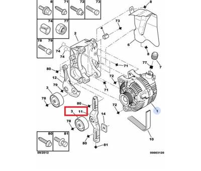 PEUGEOT 307 ALTERNATÖR GERGİ RULMANI VE BAĞLANTI AYAĞI 5706.H1