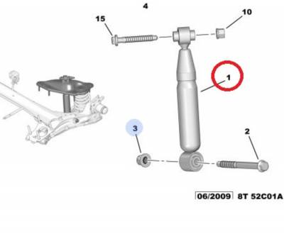 PEUGEOT 5008 ARKA AMORTİSÖR 9807773580