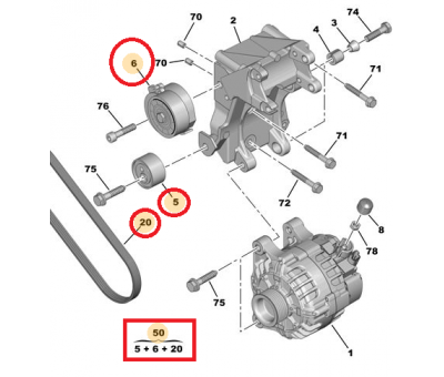 PEUGEOT PARTNER ALTERNATÖR RULMAN SETİ 2.0HDI 1613844680