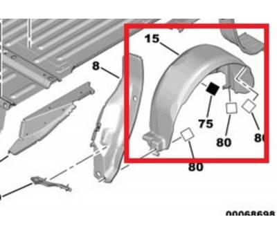 PEUGEOT PARTNER TEPE ARKA ÇAMURLUK DAVLUMBAZI SAĞ 8534.23